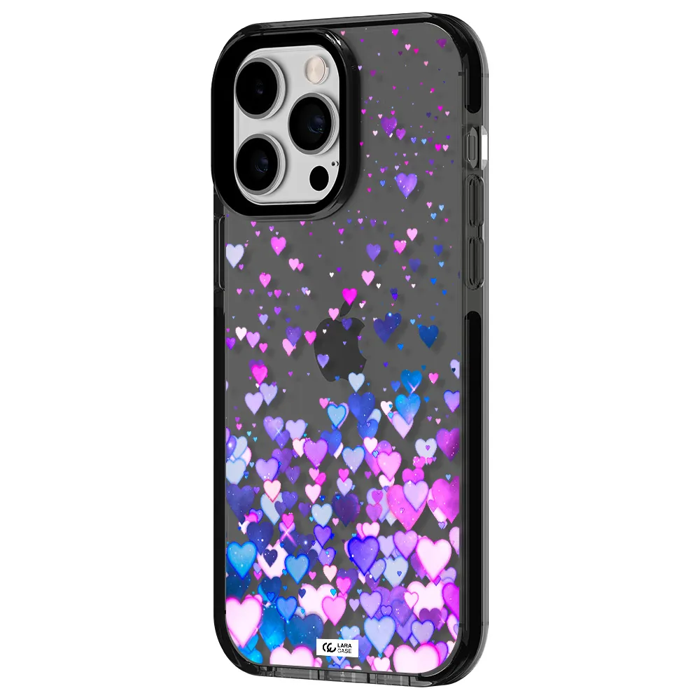 Watercolor Flying Hearts Apple iPhone 14 pro max impact Smoke Black Case