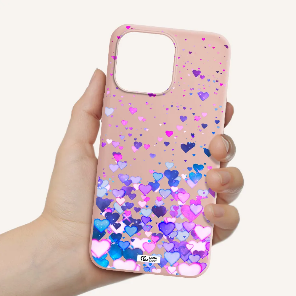 Watercolor Flying Hearts Apple iPhone 14 pro max Silicone pastel pink Case