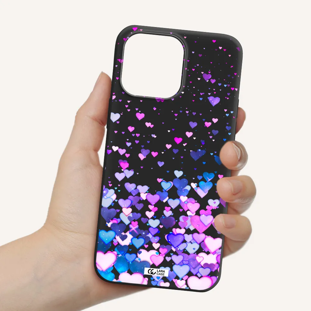 Watercolor Flying Hearts Apple iPhone 14 pro Silicone black Case