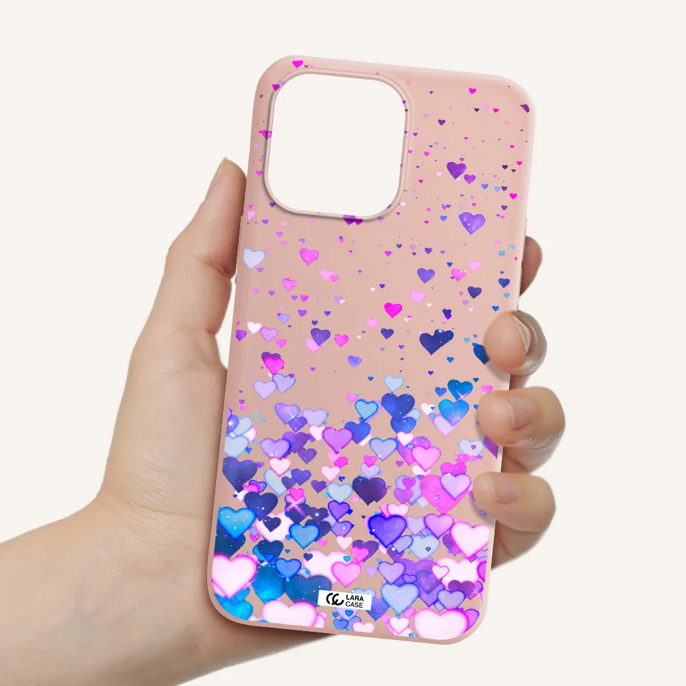Watercolor Flying Hearts Apple iPhone 14 pro Silicone pastel pink Case