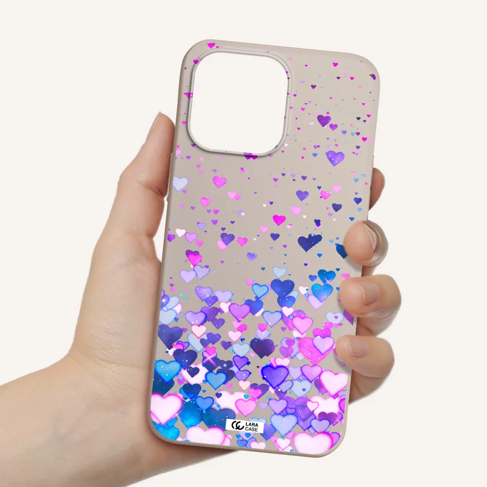 Watercolor Flying Hearts Apple iPhone 14 pro Silicone Stone Case