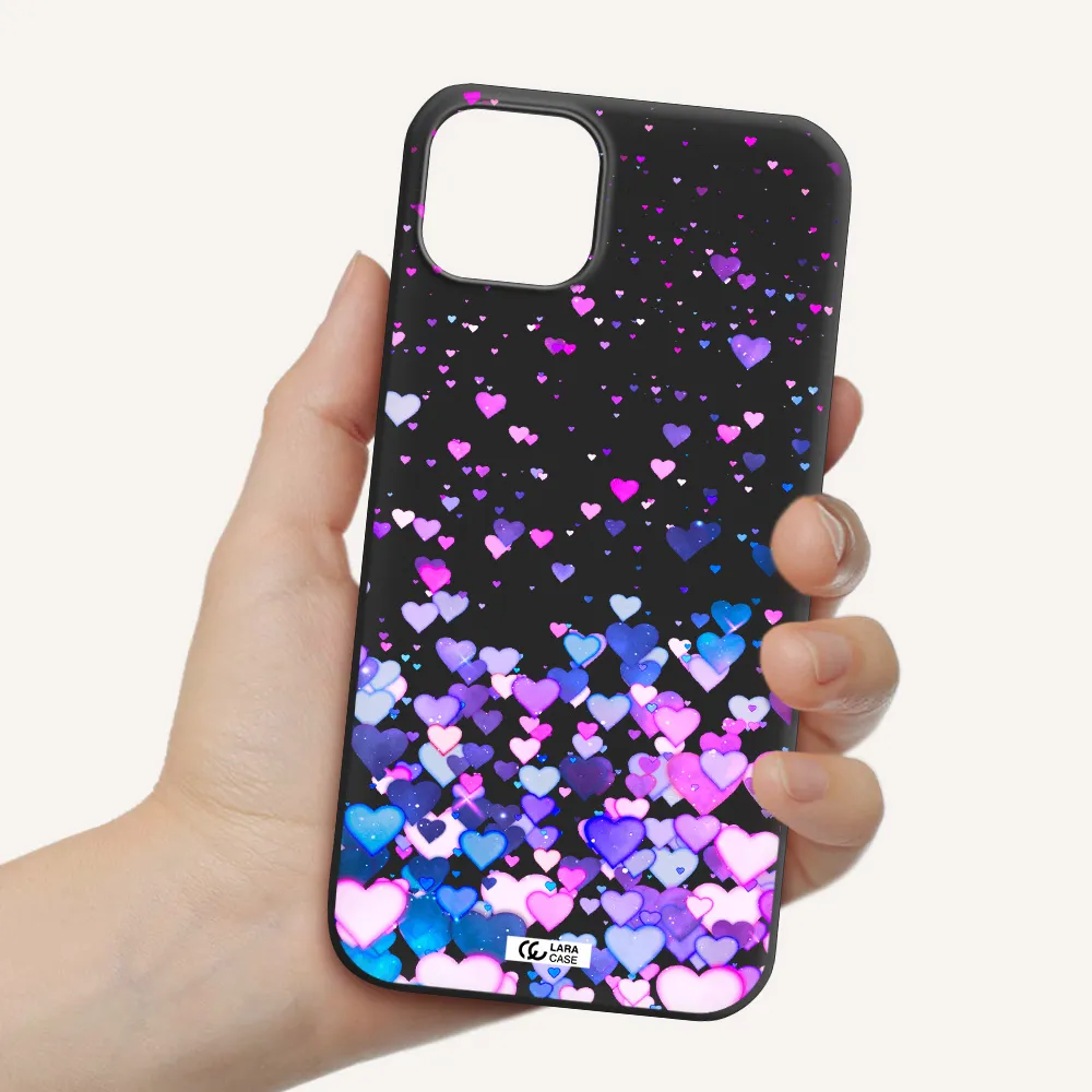 Watercolor Flying Hearts Apple iPhone 14 Silicone black Case