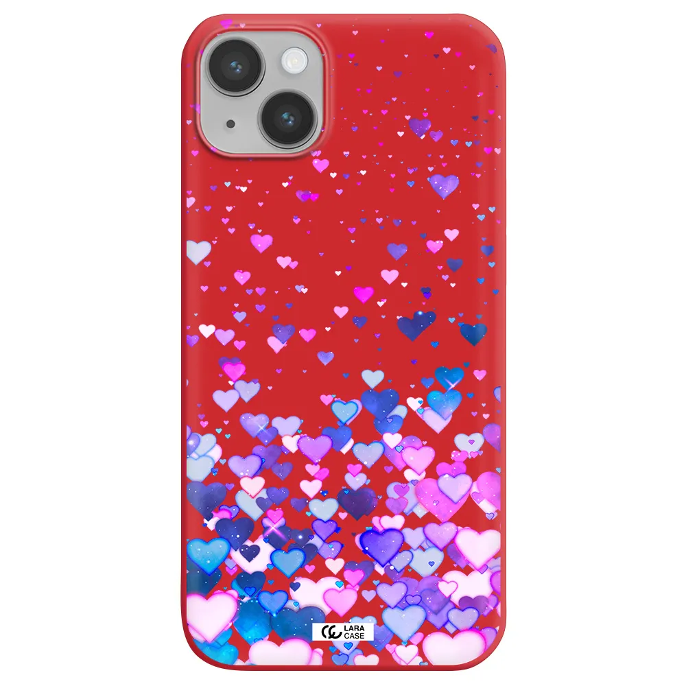 Watercolor Flying Hearts Apple iPhone 14 Silicone Imperial Red Case