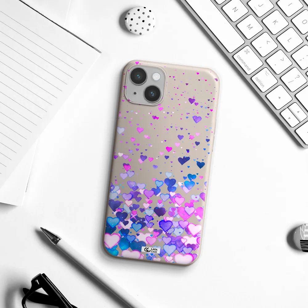 Watercolor Flying Hearts Apple iPhone 14 Silicone Stone Case