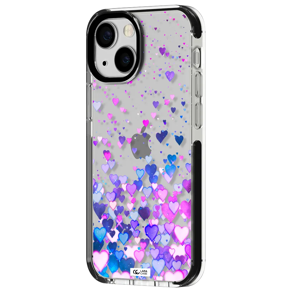 Watercolor Flying Hearts Apple iPhone 15 impact black border Case