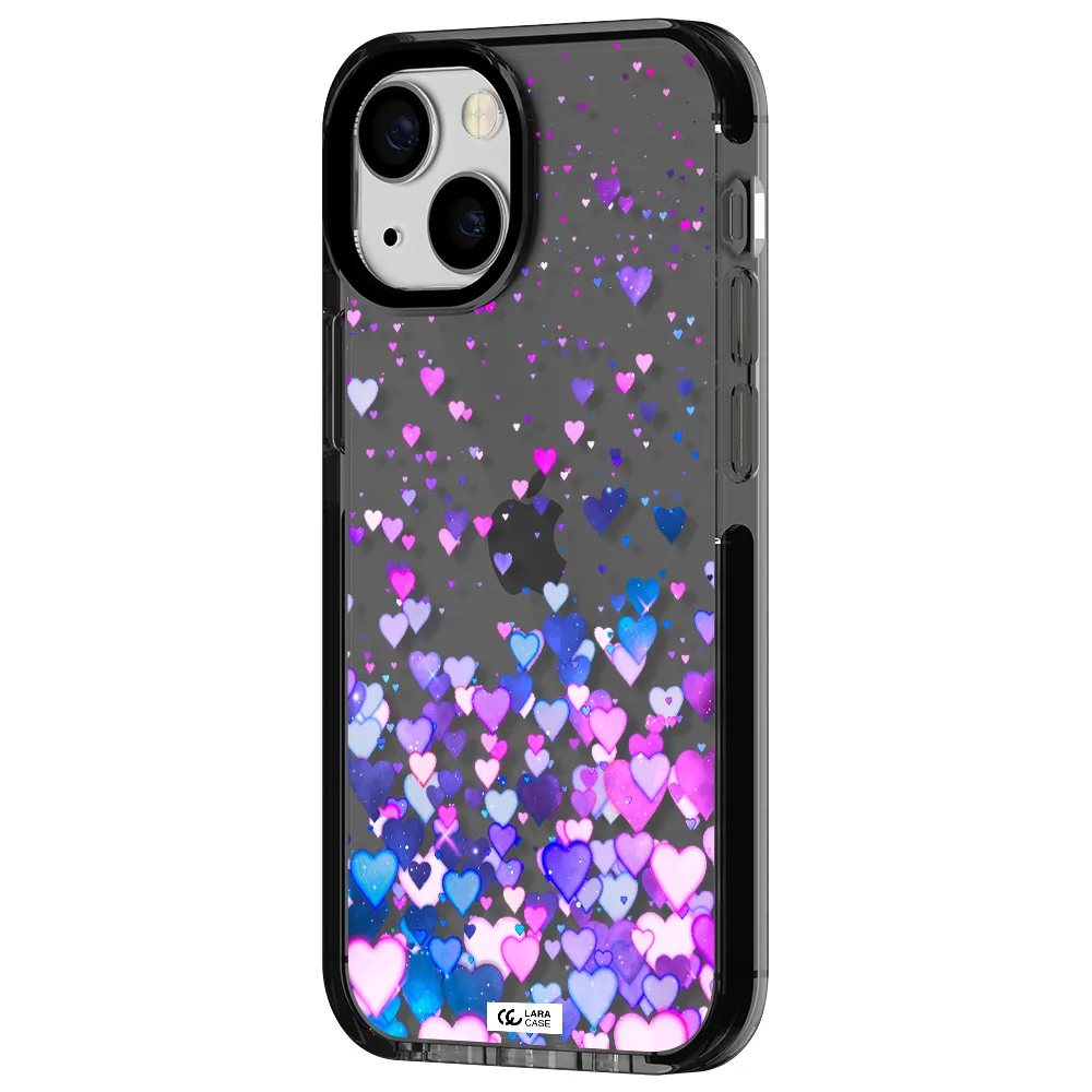 Watercolor Flying Hearts Apple iPhone 15 impact Smoke Black Case