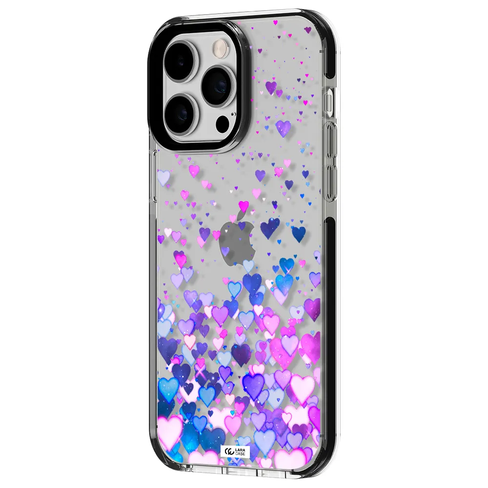 Watercolor Flying Hearts Apple iPhone 15 Pro Max impact black border Case