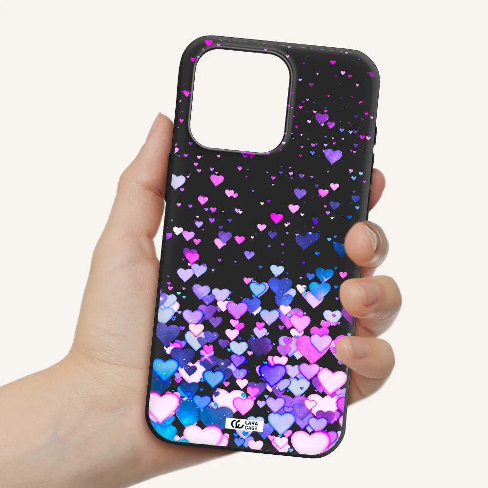 Watercolor Flying Hearts Apple Iphone 15 Pro max Silicone black Case