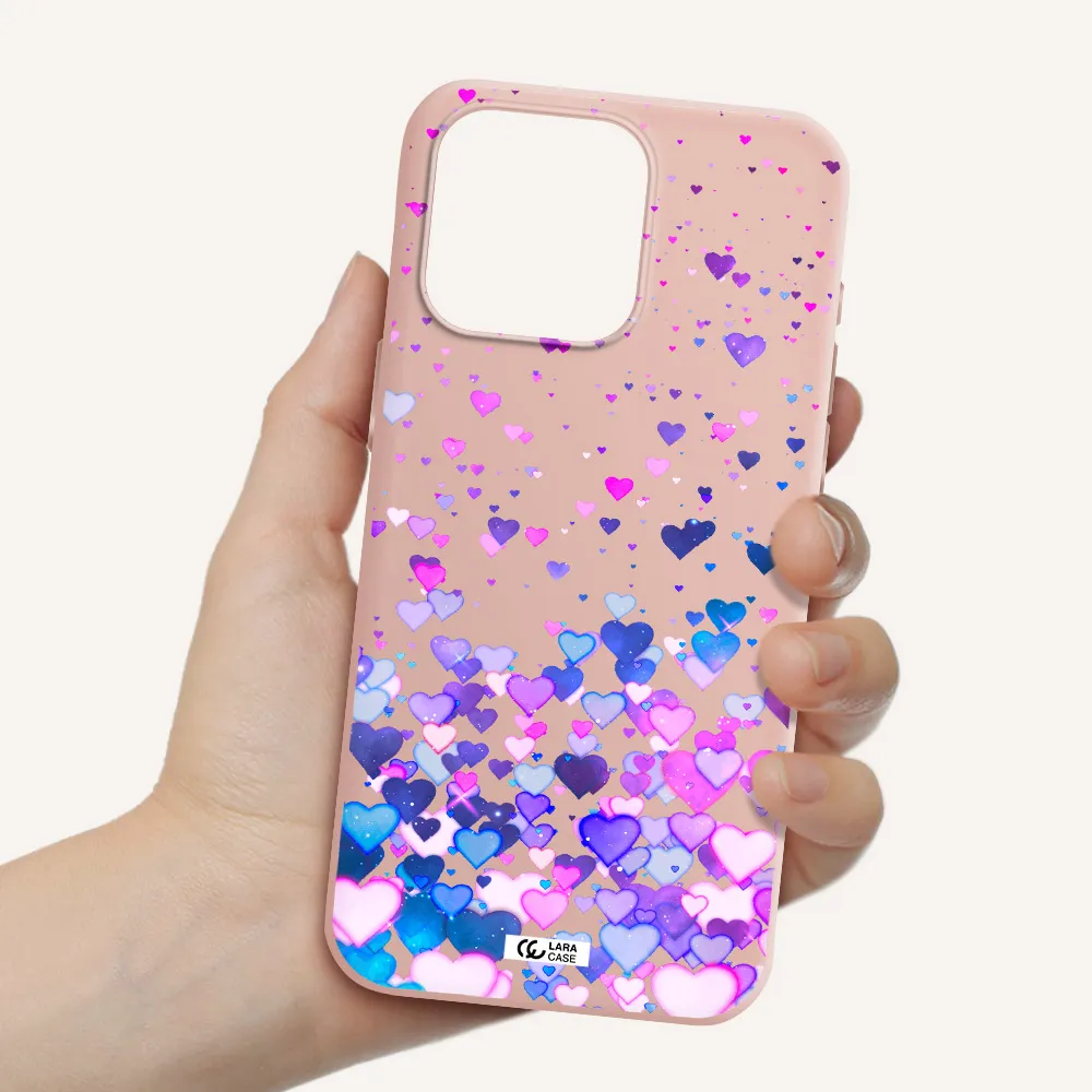 Watercolor Flying Hearts Apple Iphone 15 Pro max Silicone pastel pink Case