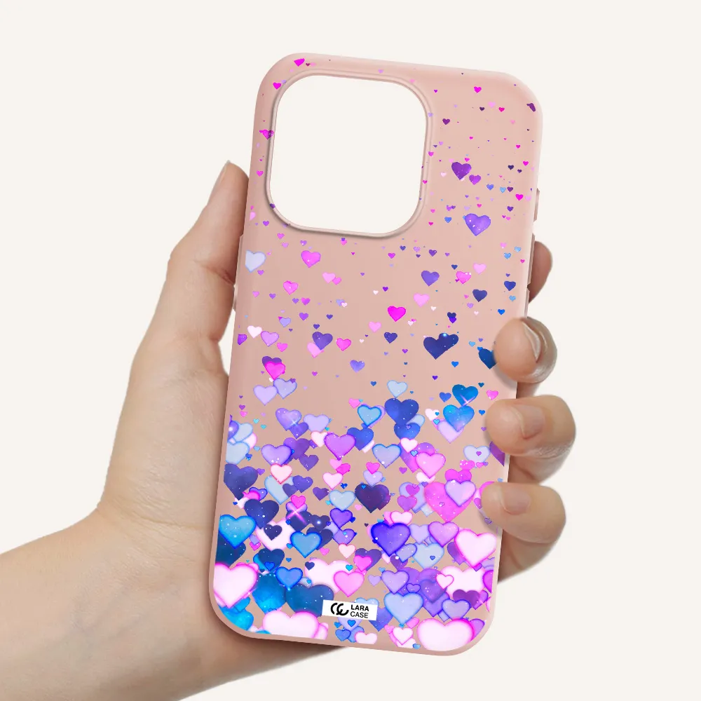Watercolor Flying Hearts Apple Iphone 15 Pro Silicone Pastel Pink Case
