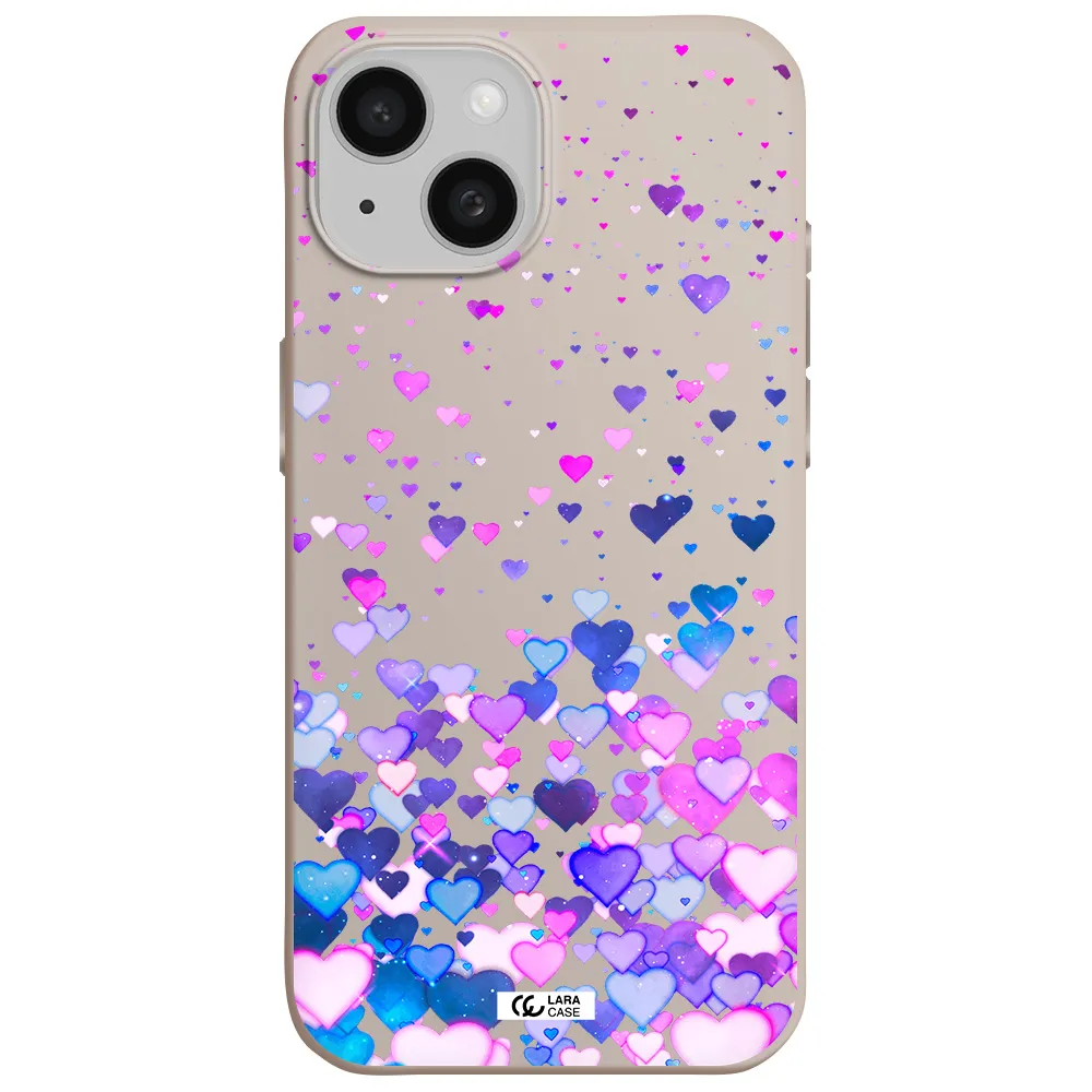 Watercolor Flying Hearts Apple iPhone 15 Silicone Stone Case
