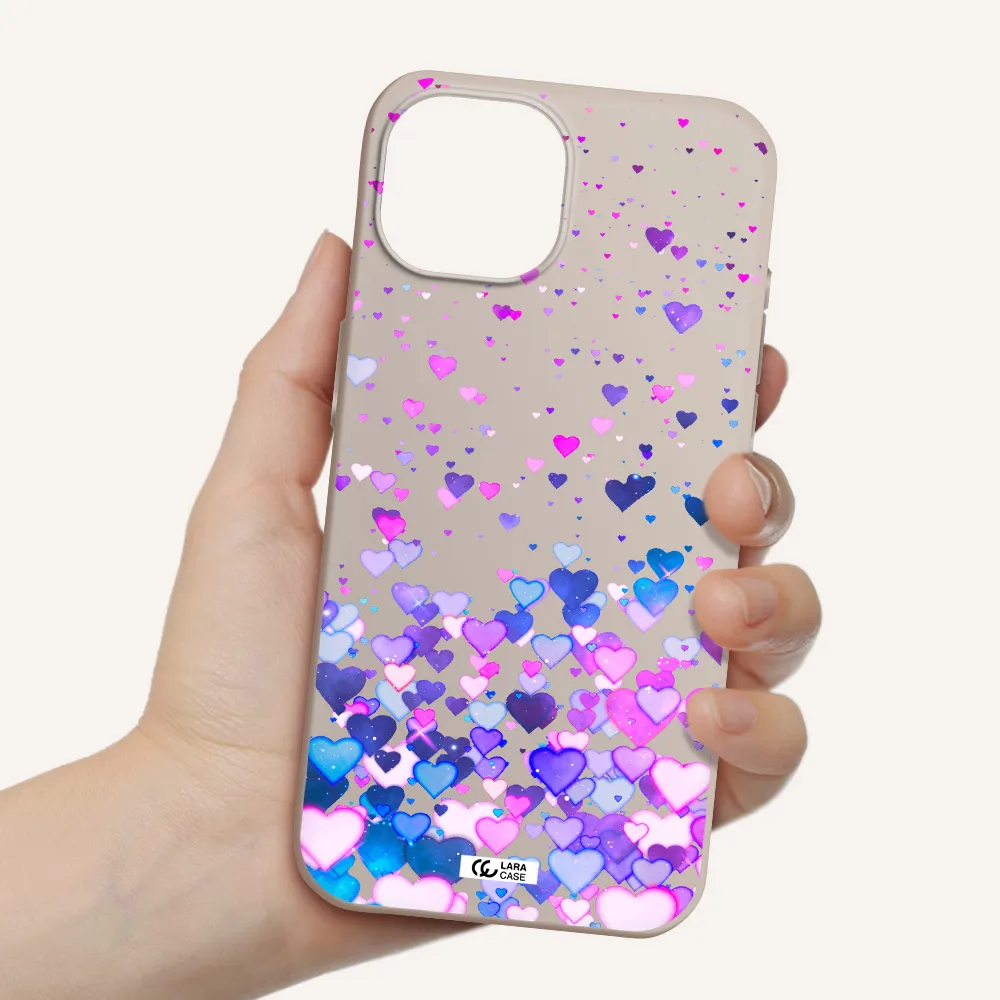 Watercolor Flying Hearts Apple iPhone 15 Silicone Stone Case