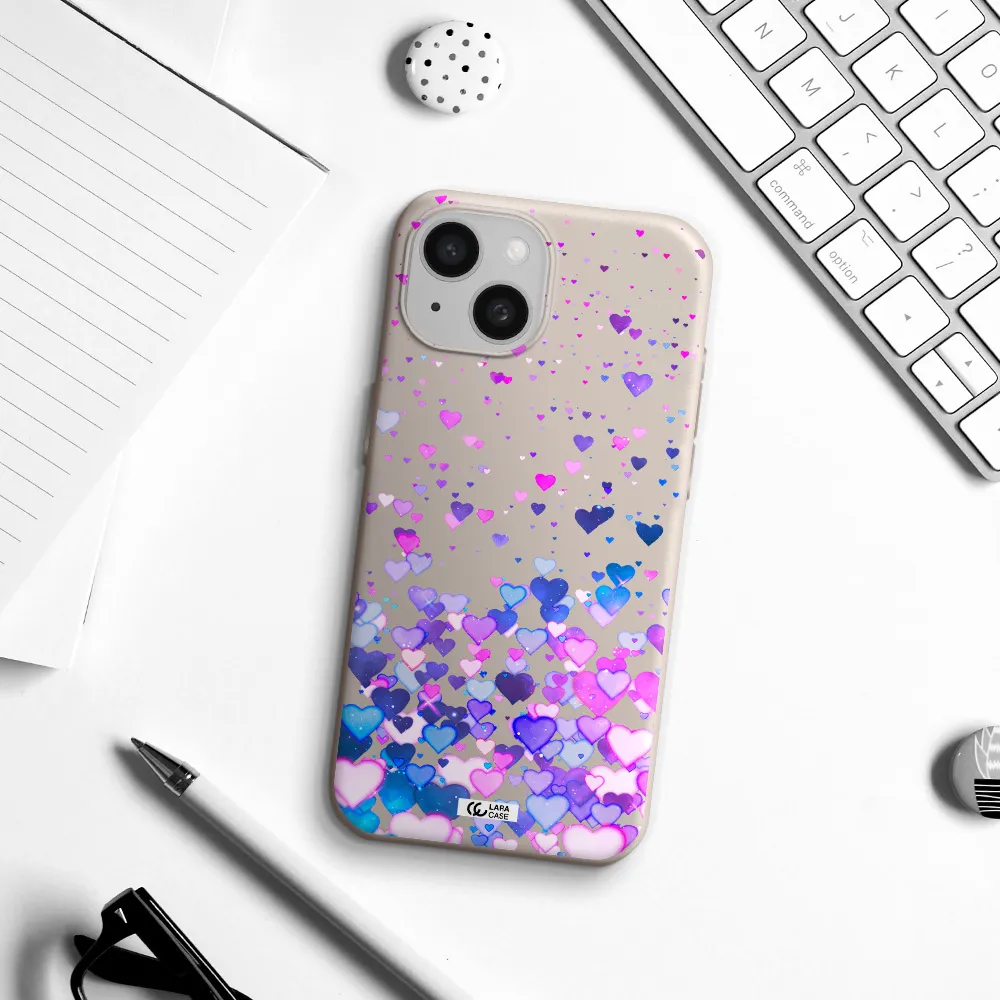 Watercolor Flying Hearts Apple iPhone 15 Silicone Stone Case