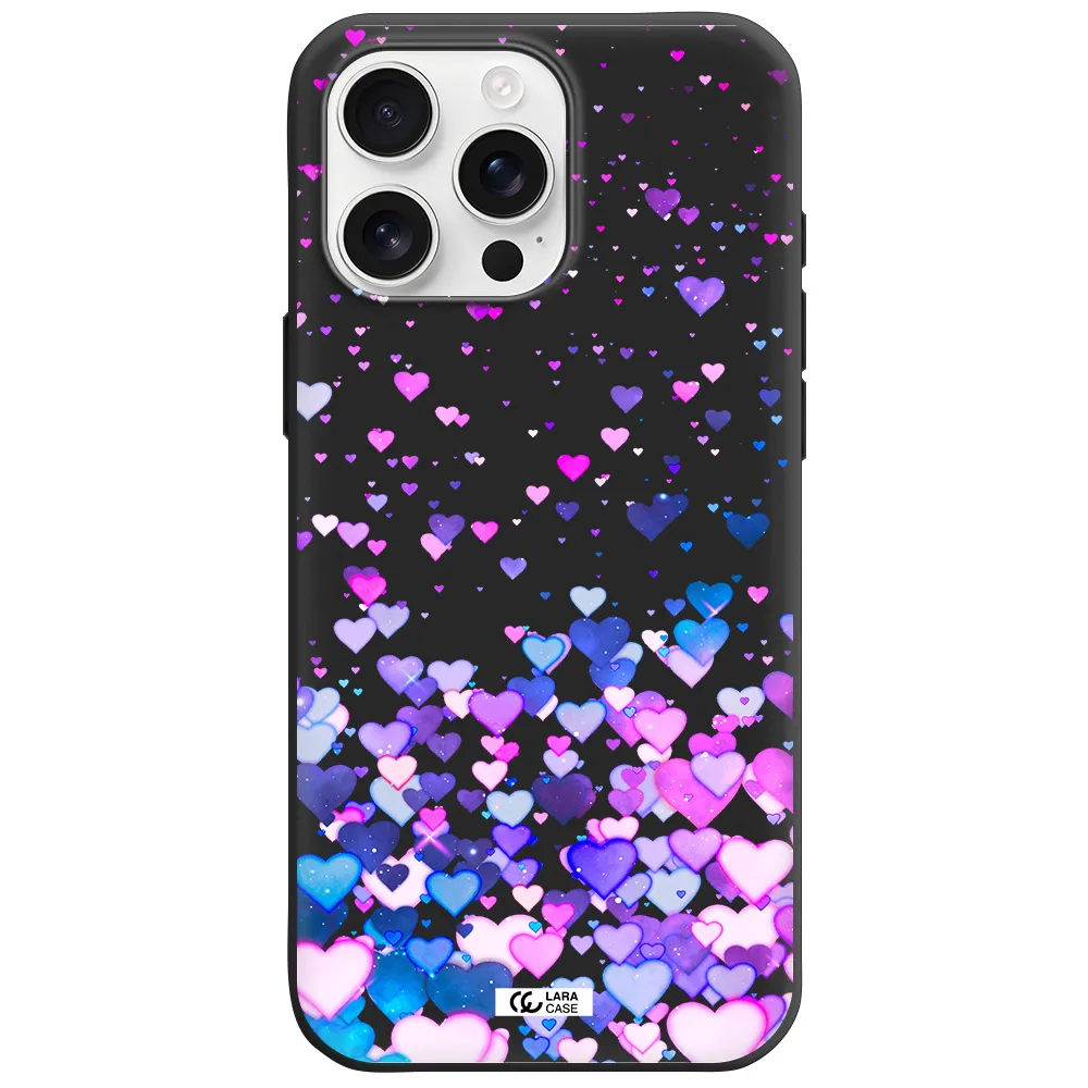 Watercolor Flying Hearts Apple Iphone 16 Pro Max Silicone Black Case
