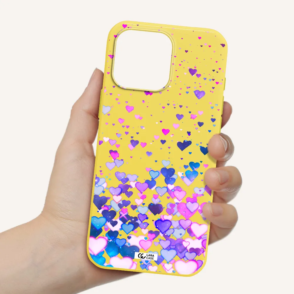 Watercolor Flying Hearts Apple Iphone 16 Pro Max Silicone Canary Yellow Case