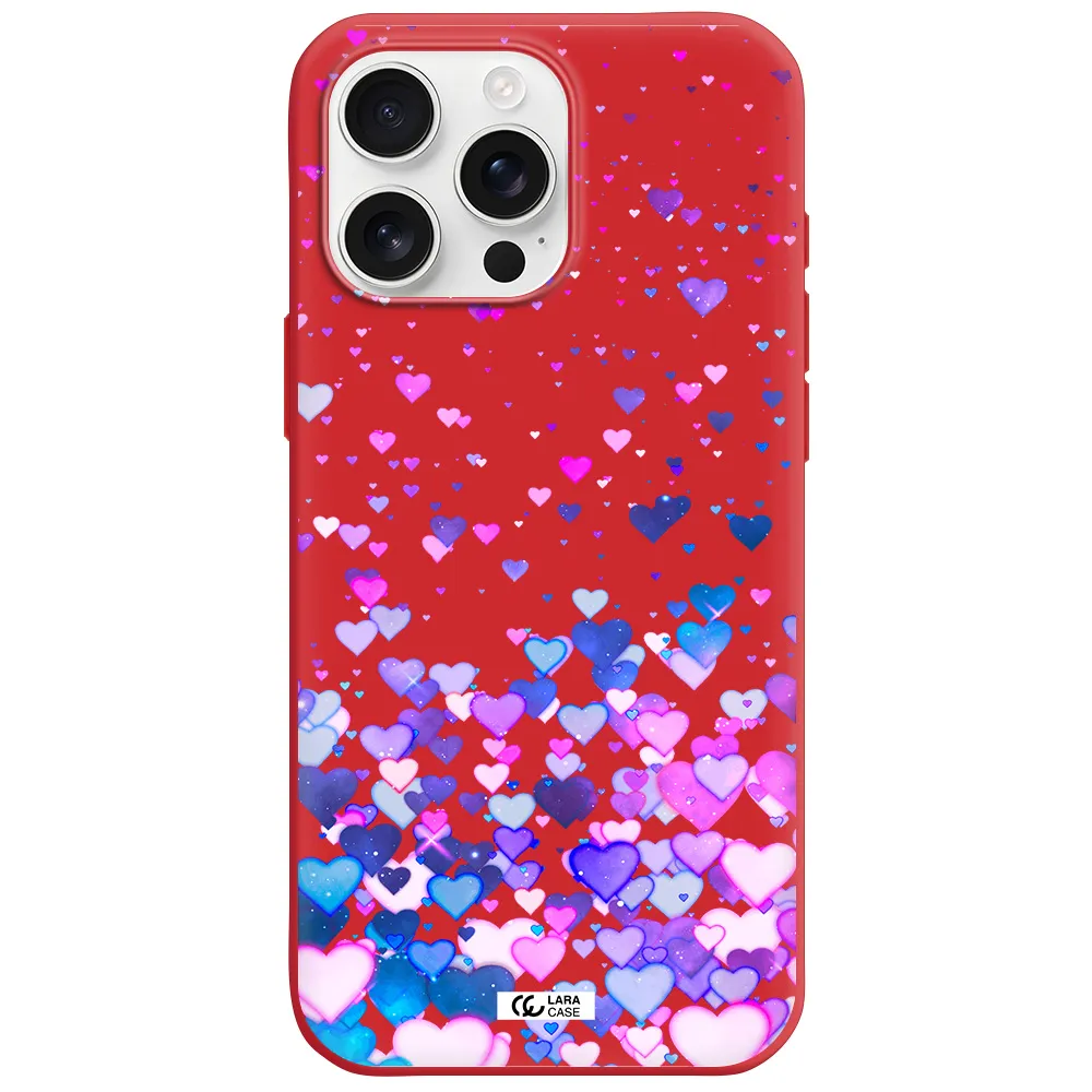 Watercolor Flying Hearts Apple Iphone 16 Pro Max Silicone Imperial Red Case