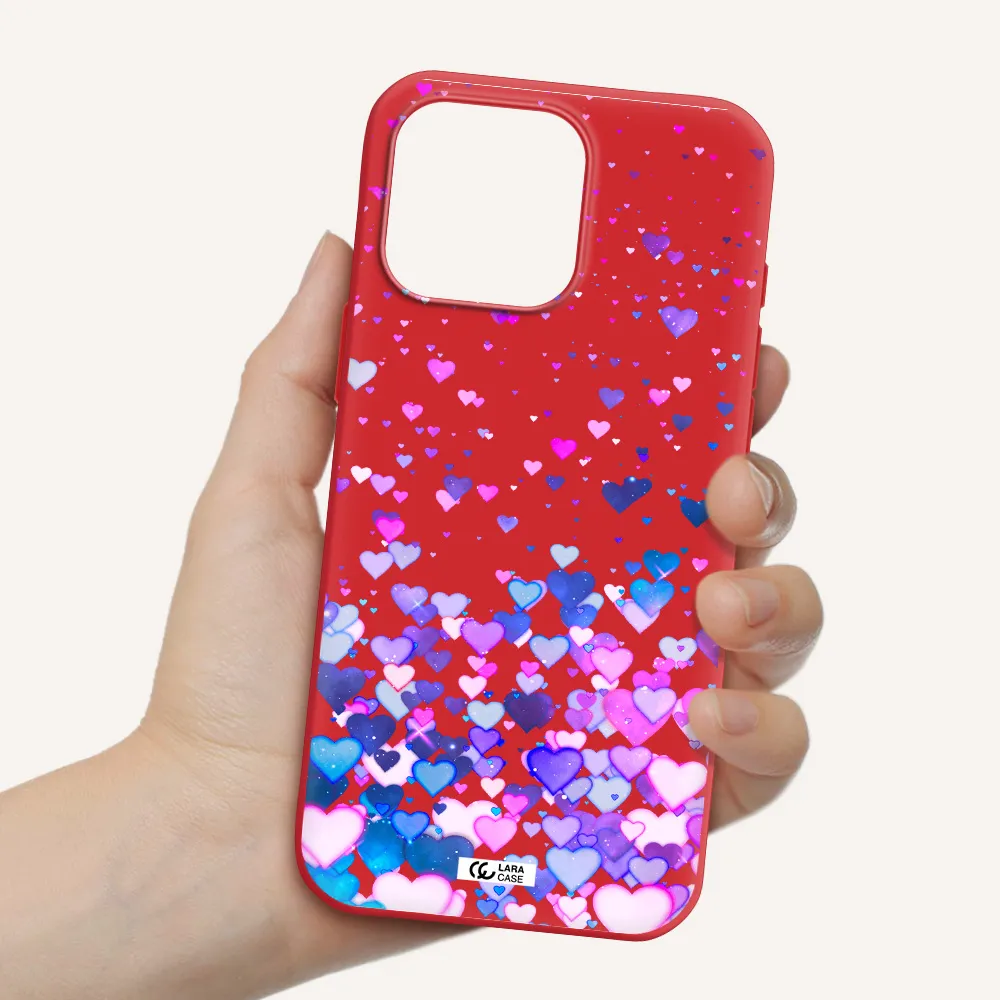 Watercolor Flying Hearts Apple Iphone 16 Pro Max Silicone Imperial Red Case