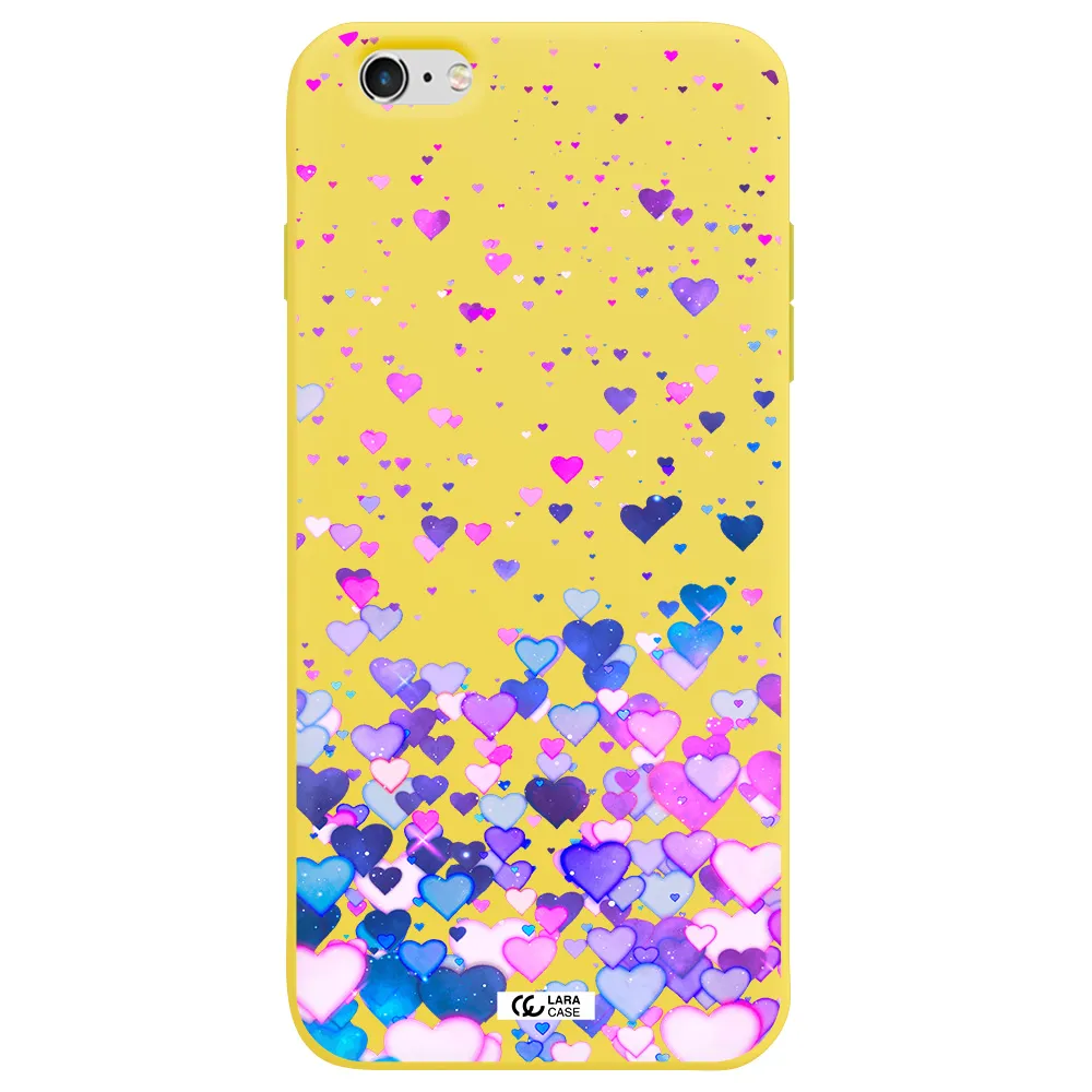 Watercolor Flying Hearts Apple iPhone 6 plus Silicone canary yellow Case