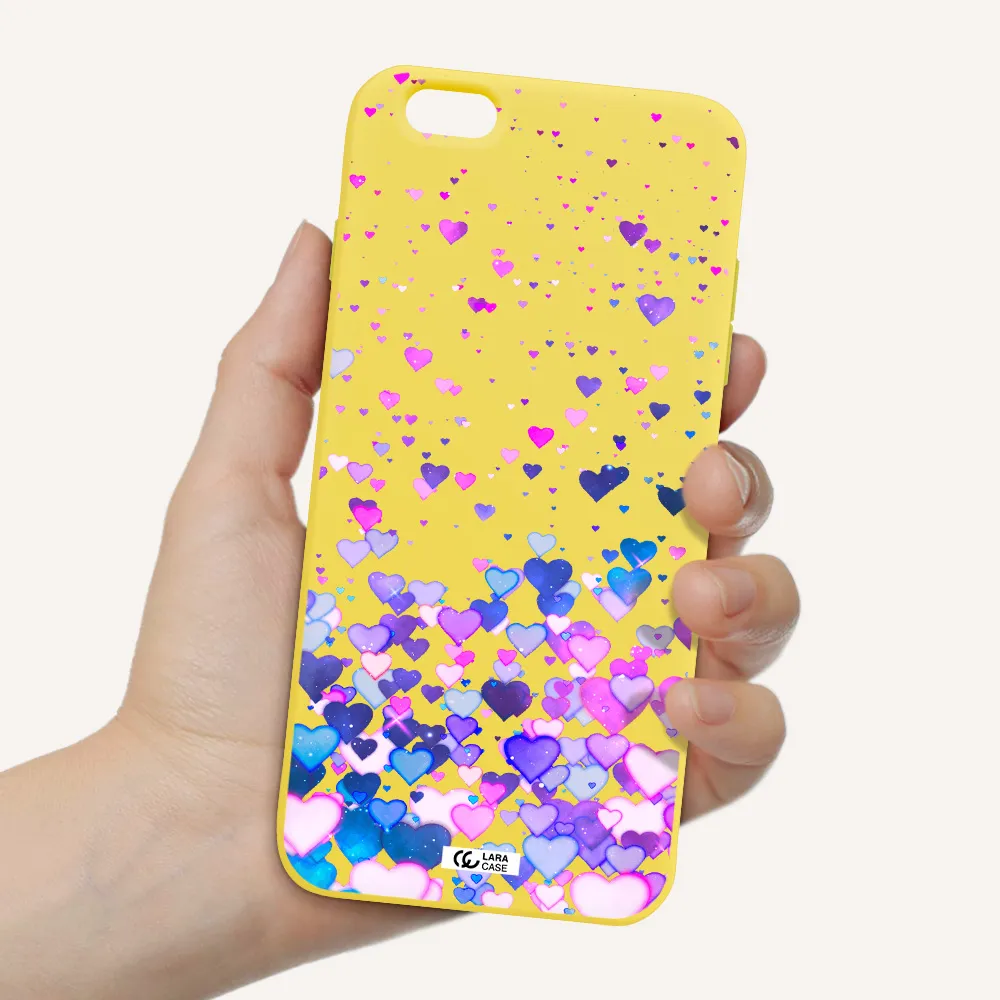 Watercolor Flying Hearts Apple iPhone 6 plus Silicone canary yellow Case