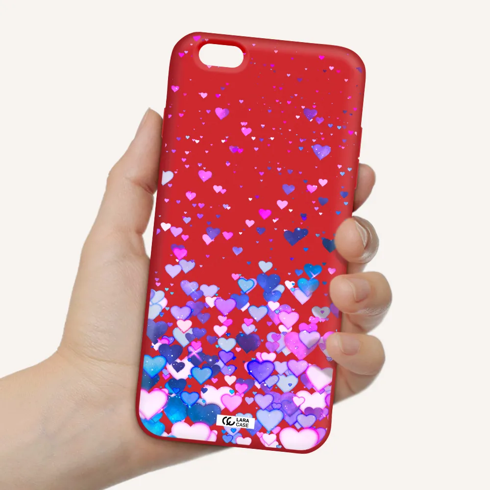 Watercolor Flying Hearts Apple iPhone 6 plus Silicone Imperial Red Case