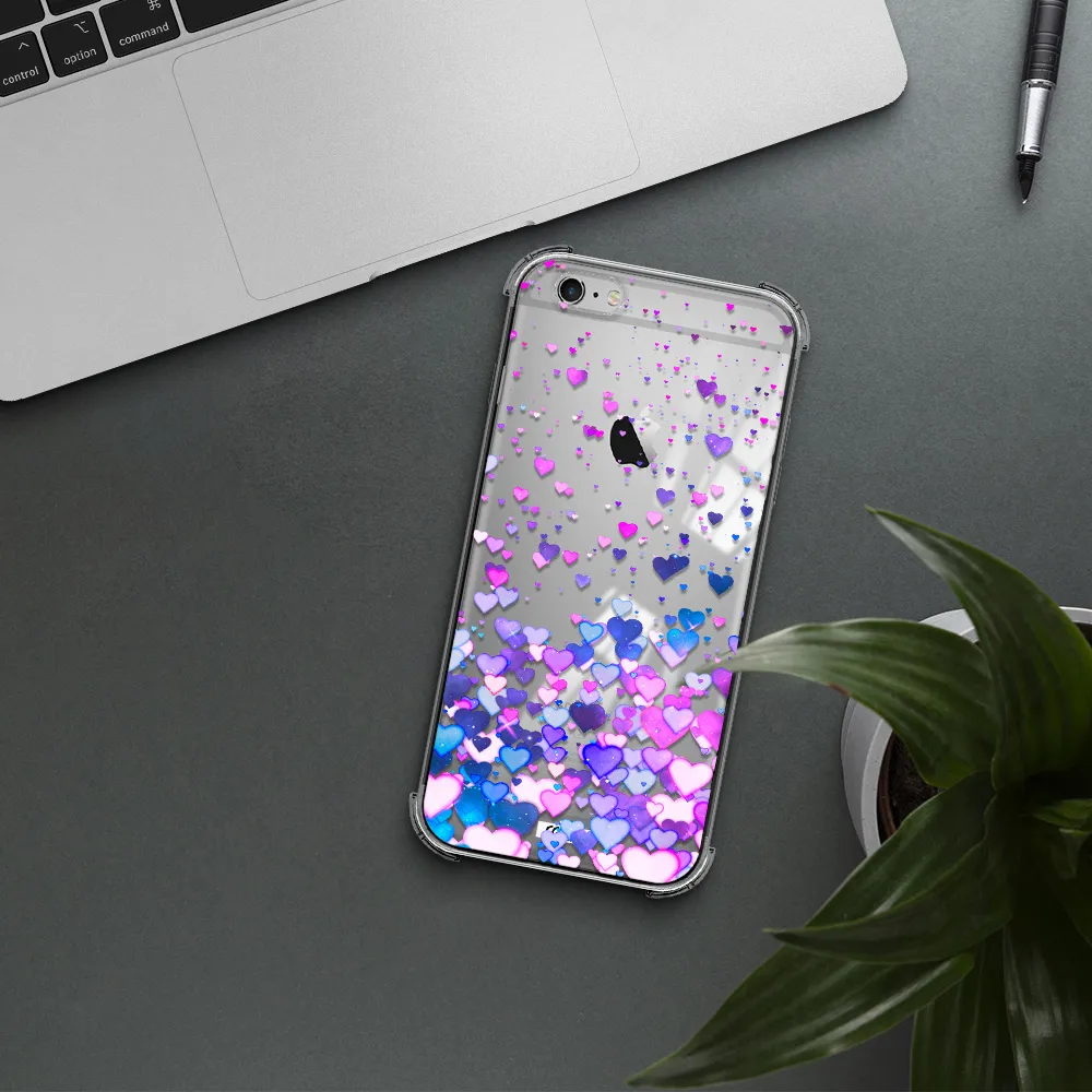 Watercolor Flying Hearts Apple iPhone 6 s plus Clear PC Case