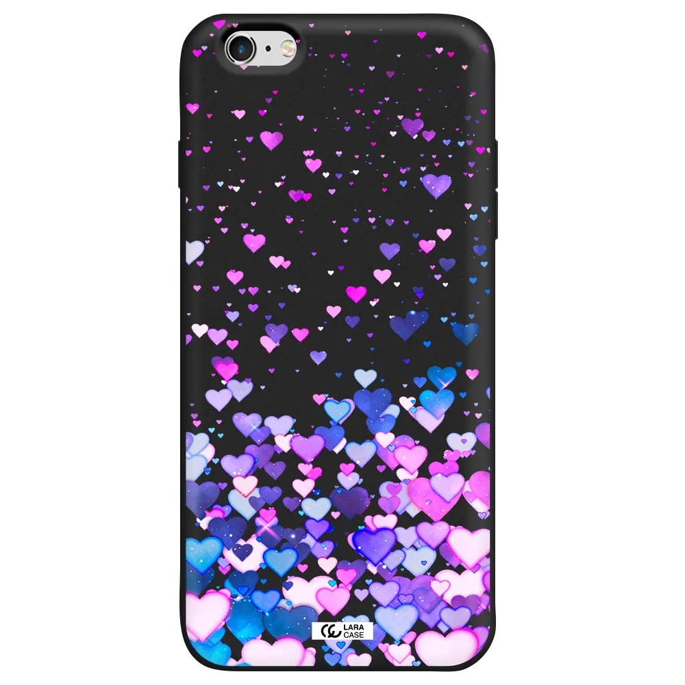 Watercolor Flying Hearts Apple iPhone 6 s plus Silicone black Case