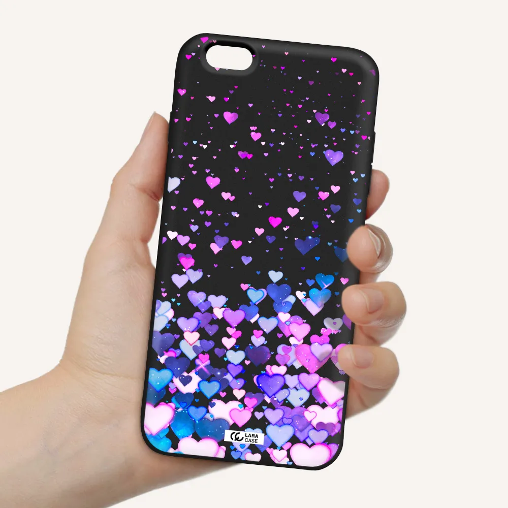 Watercolor Flying Hearts Apple iPhone 6 s plus Silicone black Case
