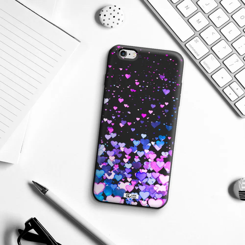 Watercolor Flying Hearts Apple iPhone 6 s plus Silicone black Case