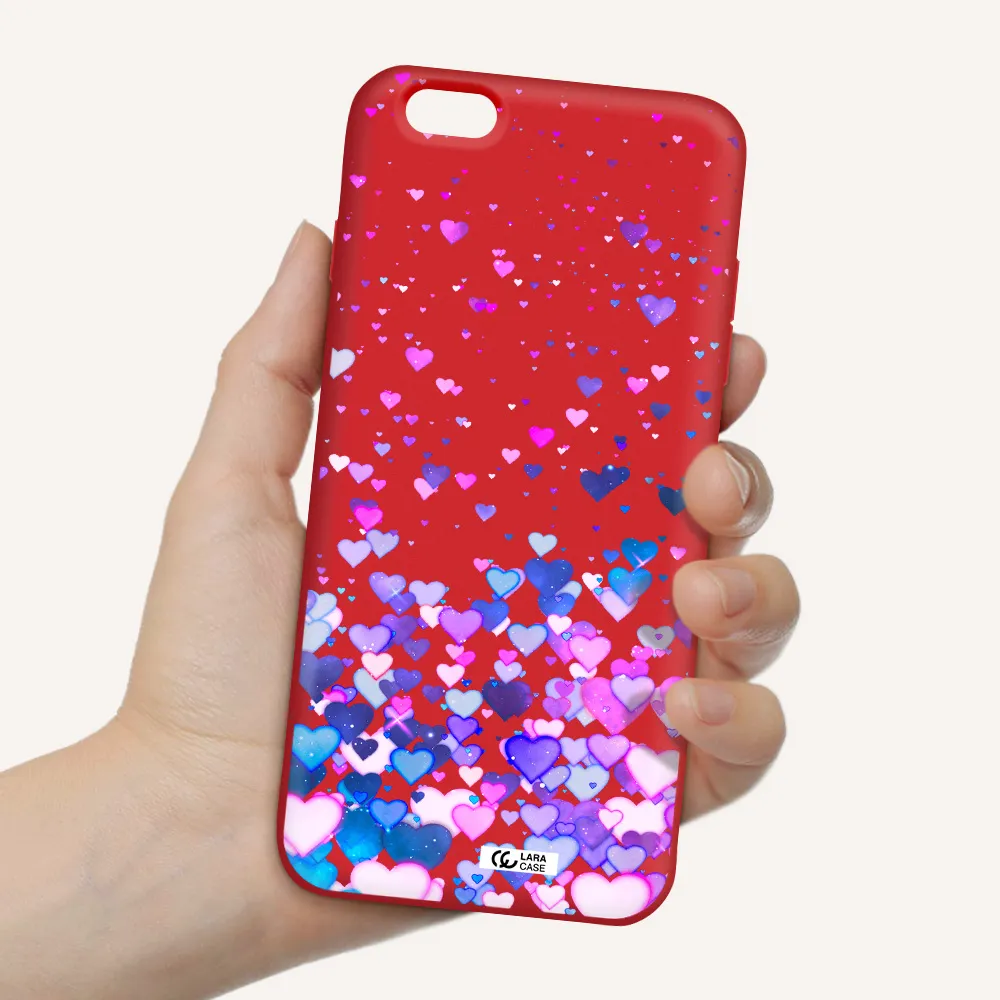 Watercolor Flying Hearts Apple iPhone 6 s plus Silicone Imperial Red Case