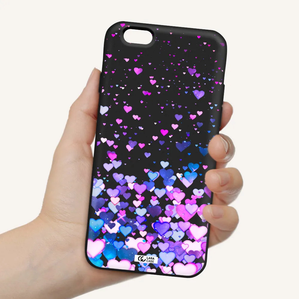 Watercolor Flying Hearts Apple iPhone 6 Silicone black Case