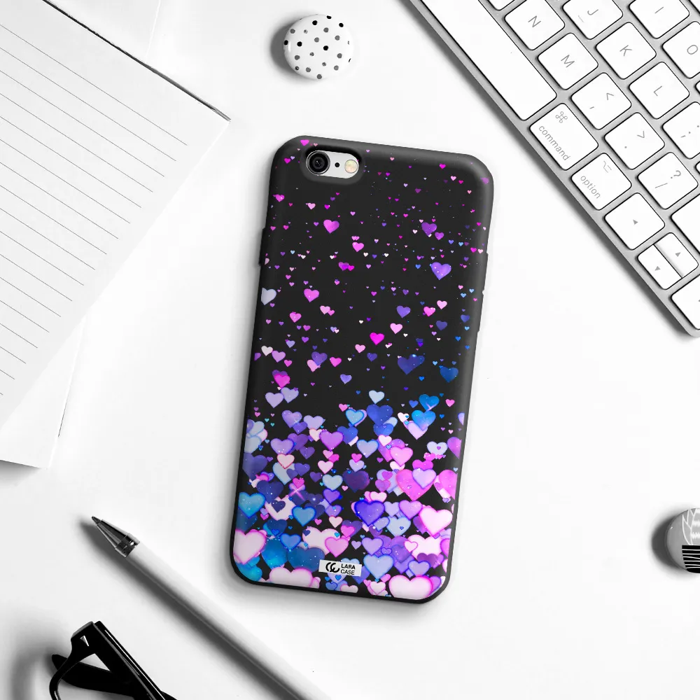 Watercolor Flying Hearts Apple iPhone 6 Silicone black Case