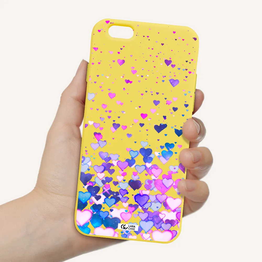 Watercolor Flying Hearts Apple iPhone 6 Silicone canary yellow Case
