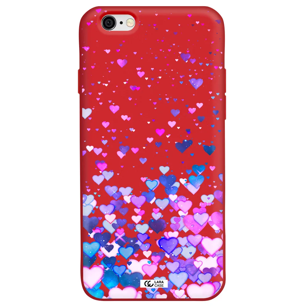 Watercolor Flying Hearts Apple iPhone 6 Silicone Imperial Red Case