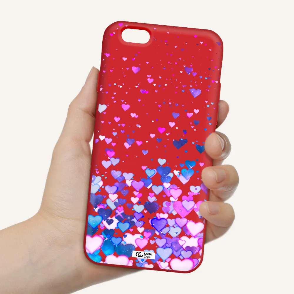 Watercolor Flying Hearts Apple iPhone 6 Silicone Imperial Red Case