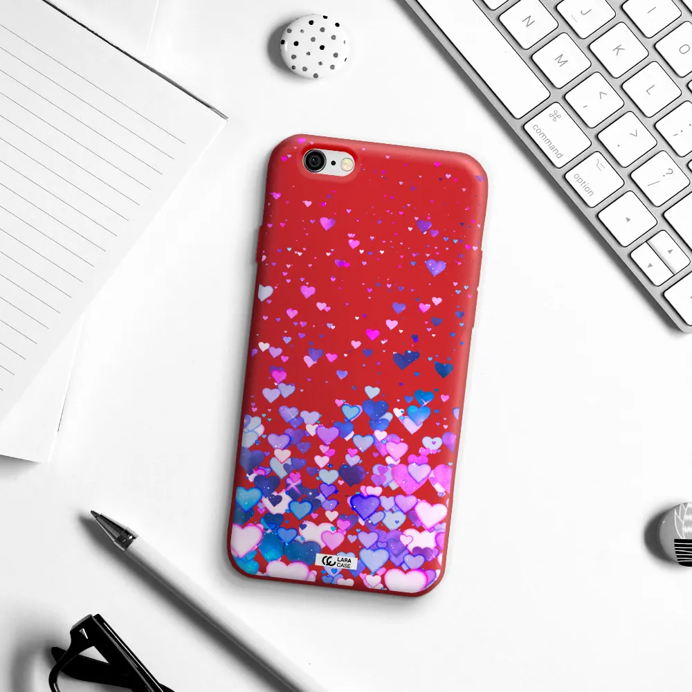 Watercolor Flying Hearts Apple iPhone 6 Silicone Imperial Red Case