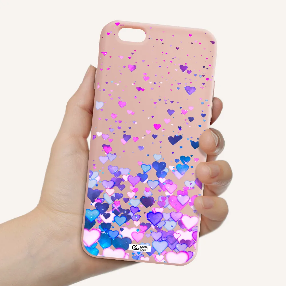 Watercolor Flying Hearts Apple iPhone 6 Silicone pastel pink Case