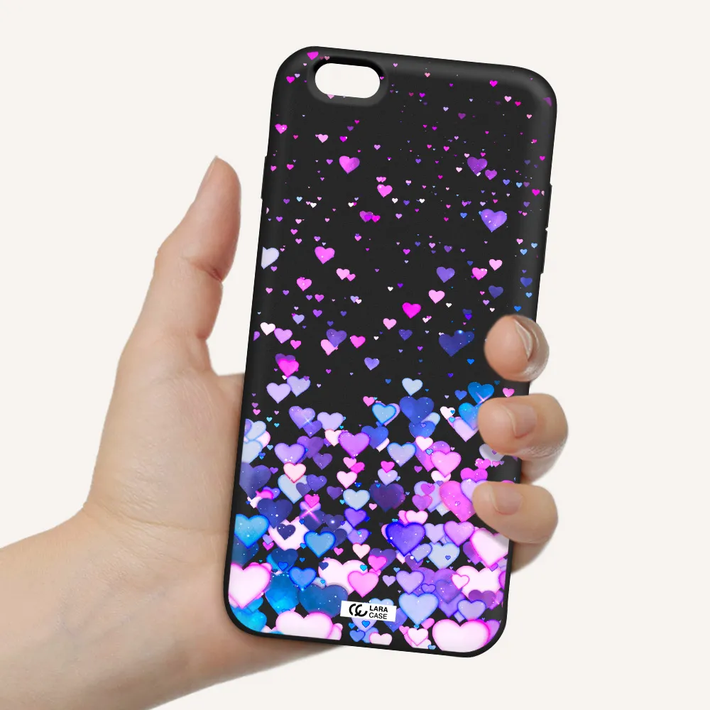 Watercolor Flying Hearts Apple iPhone 6S Silicone black Case