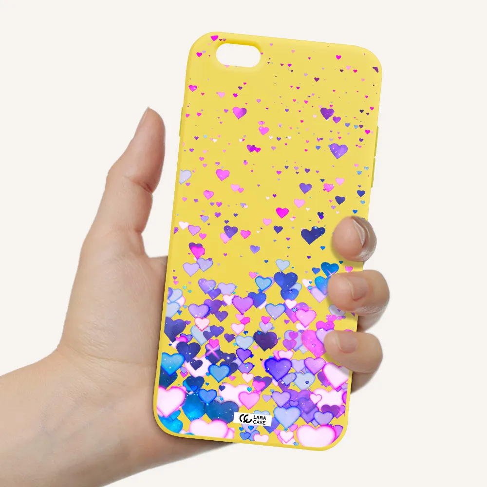 Watercolor Flying Hearts Apple iPhone 6S Silicone canary yellow Case