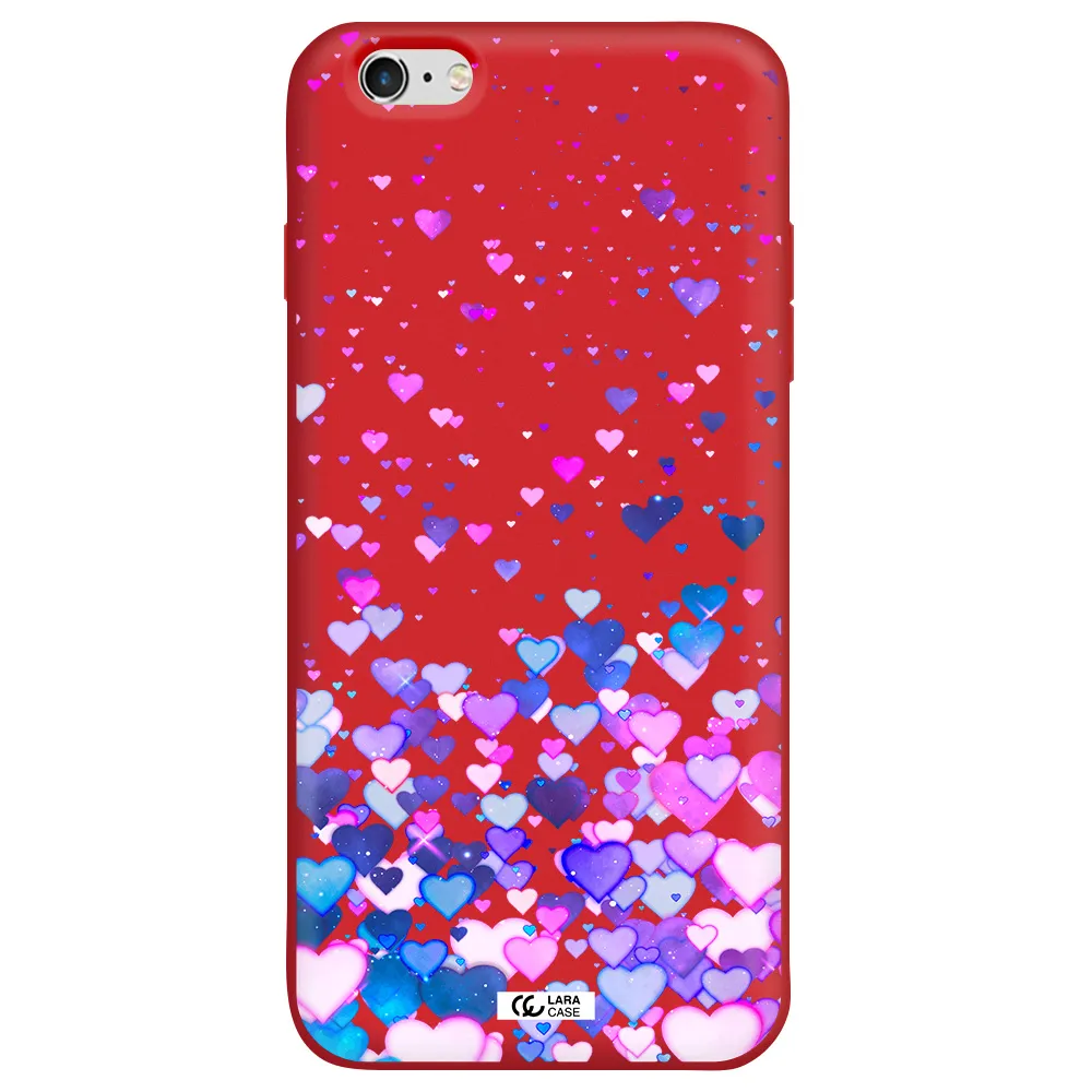 Watercolor Flying Hearts Apple iPhone 6S Silicone Imperial Red Case
