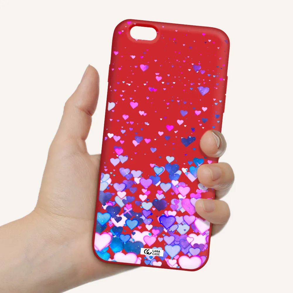 Watercolor Flying Hearts Apple iPhone 6S Silicone Imperial Red Case