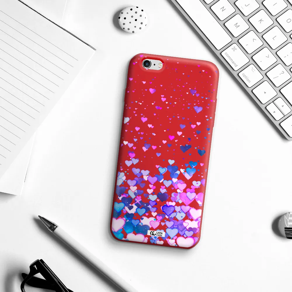 Watercolor Flying Hearts Apple iPhone 6S Silicone Imperial Red Case