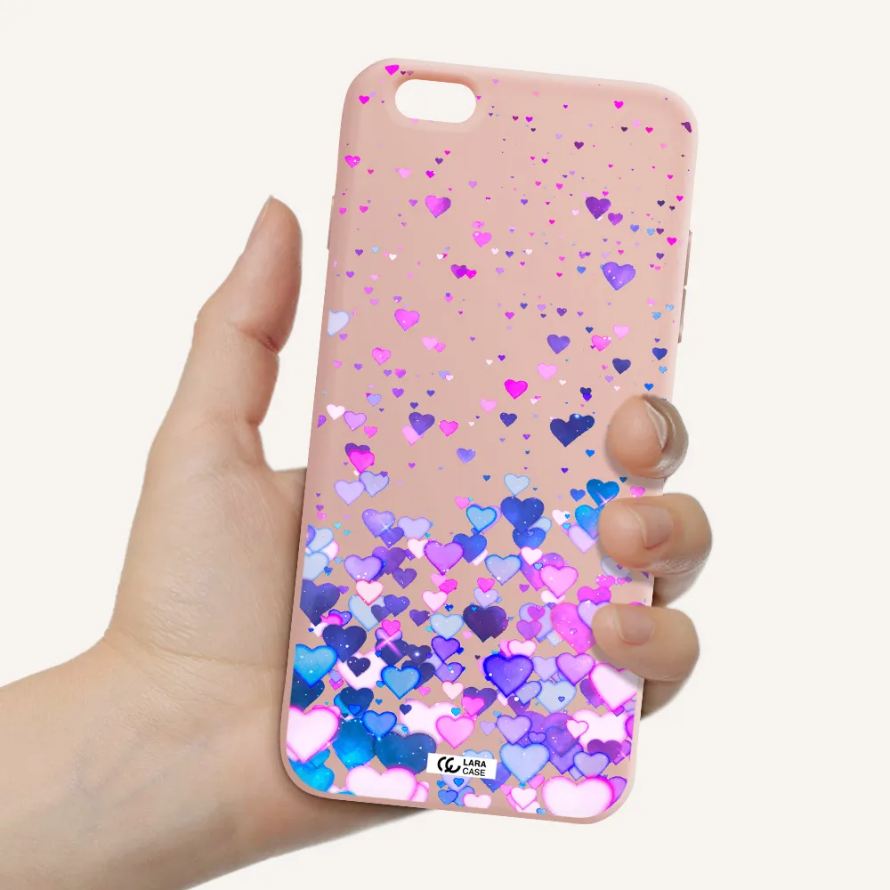 Watercolor Flying Hearts Apple iPhone 6S Silicone pastel pink Case