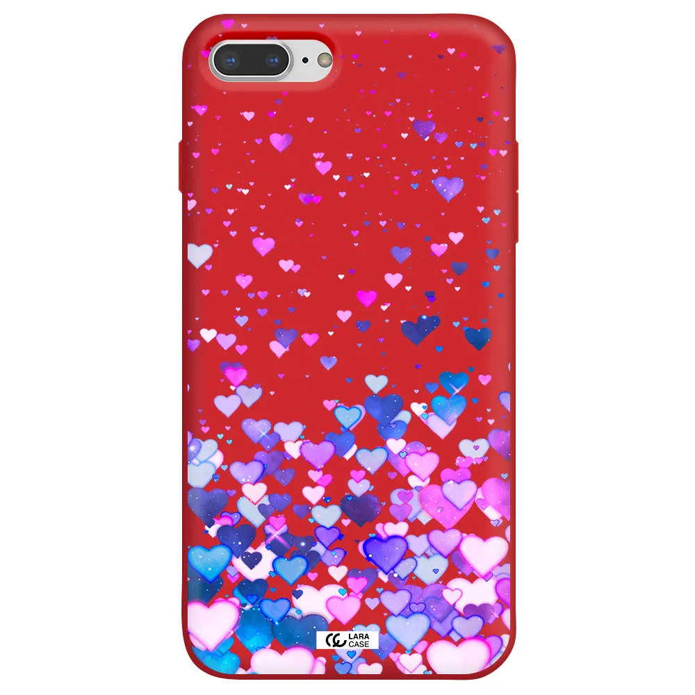 Watercolor Flying Hearts Apple iPhone 7 plus Silicone Imperial Red Case
