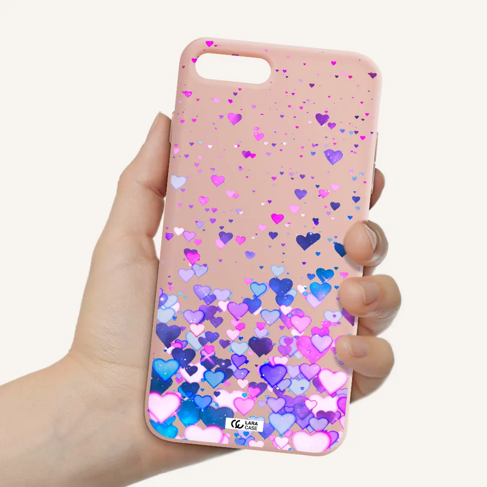 Watercolor Flying Hearts Apple iPhone 7 plus Silicone pastel pink Case