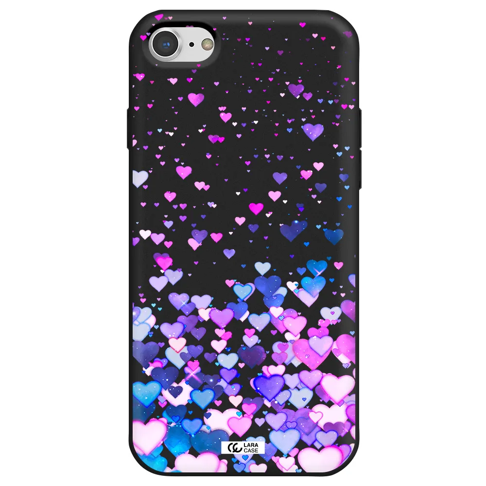 Watercolor Flying Hearts Apple iPhone 7 Silicone black Case