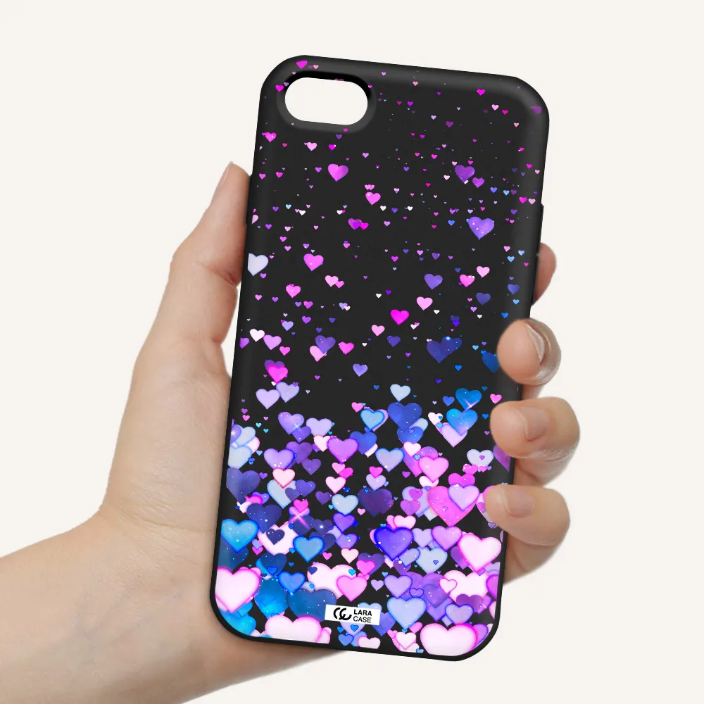 Watercolor Flying Hearts Apple iPhone 7 Silicone black Case