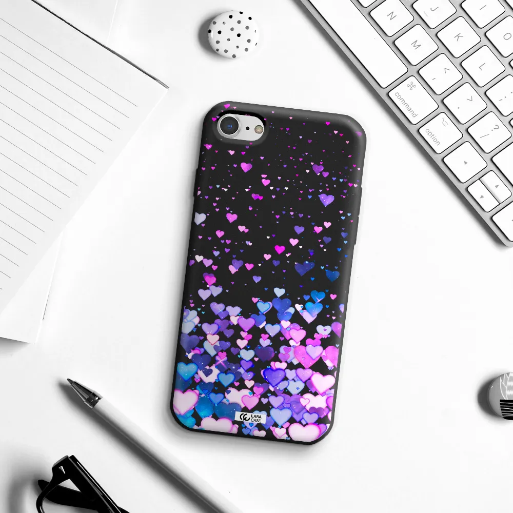 Watercolor Flying Hearts Apple iPhone 7 Silicone black Case