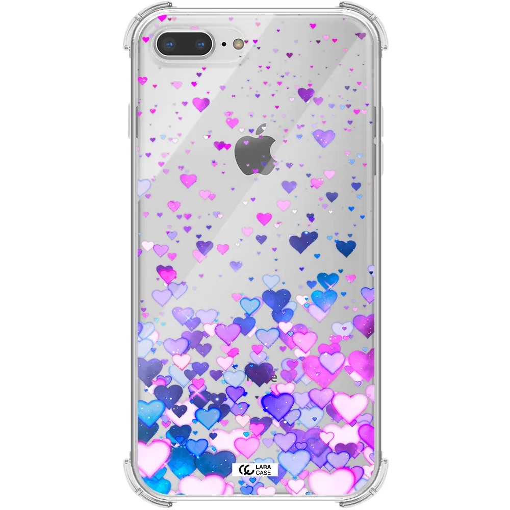 Watercolor Flying Hearts Apple iPhone 8 plus Clear PC Case
