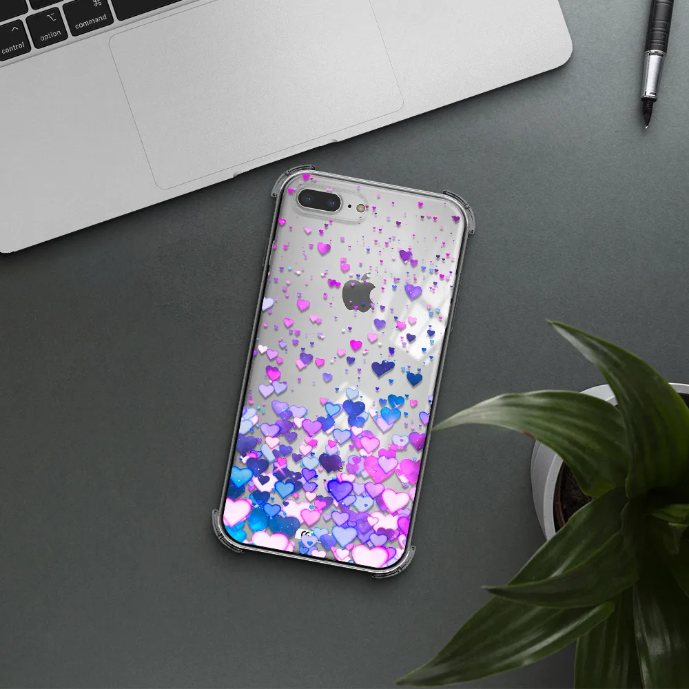Watercolor Flying Hearts Apple iPhone 8 plus Clear PC Case