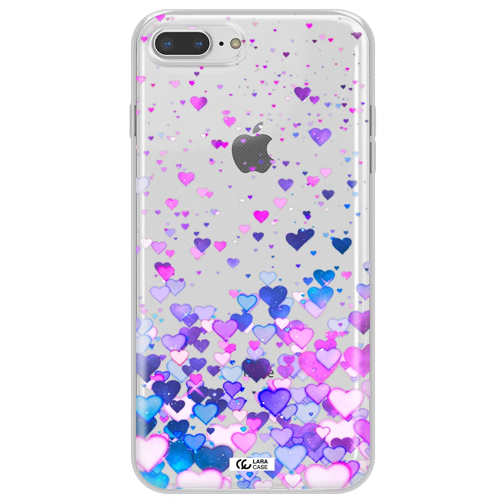 Watercolor Flying Hearts Apple iPhone 8 plus Clear TPU Case